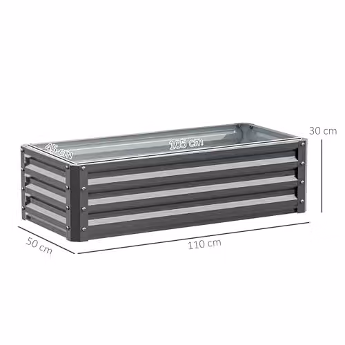 Outsunny Set of 2 Galvanised Steel Raised Garden Beds in Grey, W/D/H: 165 x 50 x 30 cm – 5