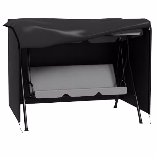 Outsunny 3 Seater Patio Swing Chair Cover, Black, W/D/H: 205 x 124 x 164 cm – 1