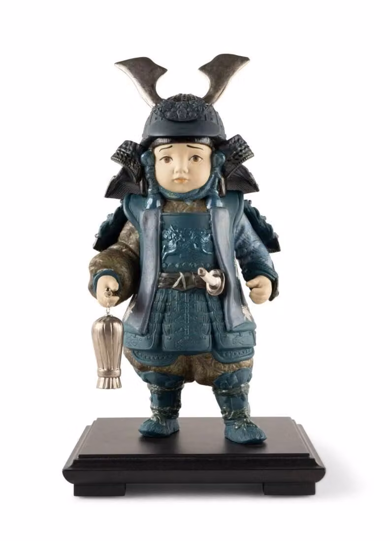 Lladró Warrior Boy Limited Edition Porcelain Tabletop Sculpture in Blue and Gold
