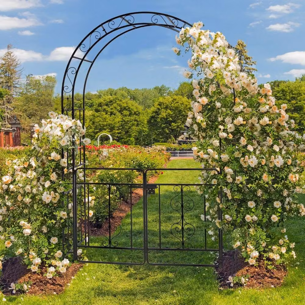 Kelvenix Black Metal Garden Arch Trellis Arbor Support – 3
