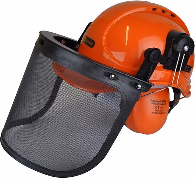SPARES2GO Orange Chainsaw Forestry Safety Helmet