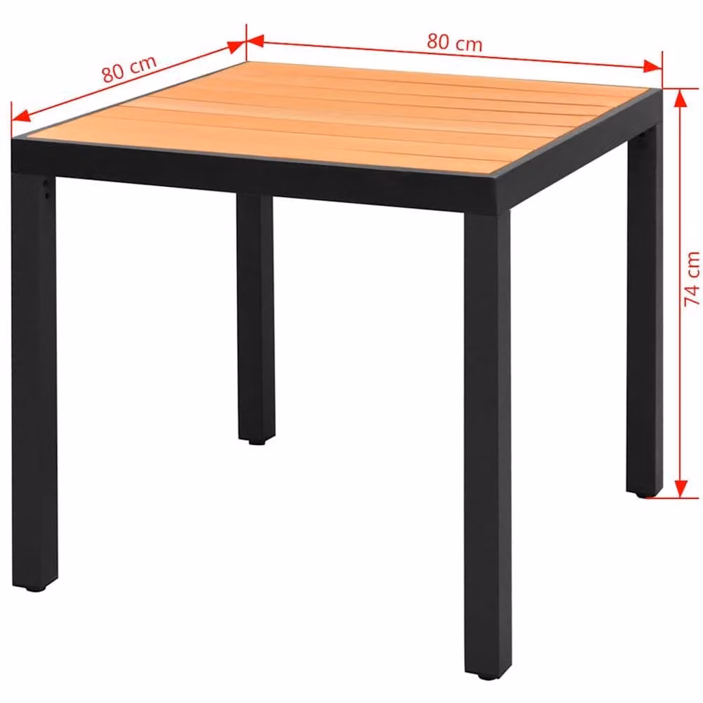 Berkfield Home Brown Square Garden Table in Aluminium and WPC, W/D/H: 80 x 80 x 74 cm – 2