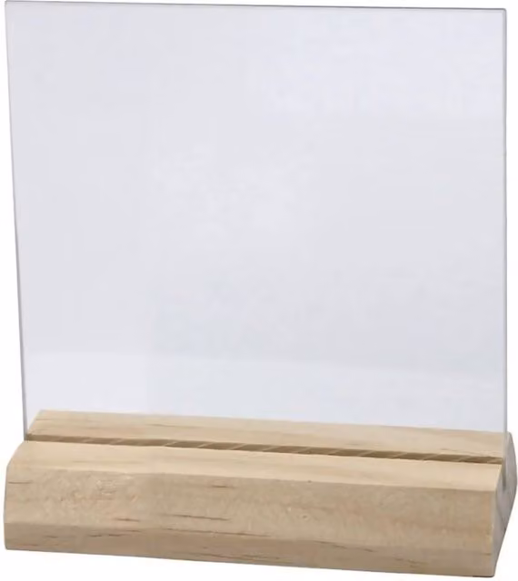 KDMD 5 Pack Beige Glass Panes with Wooden Holders, 7.5 cm