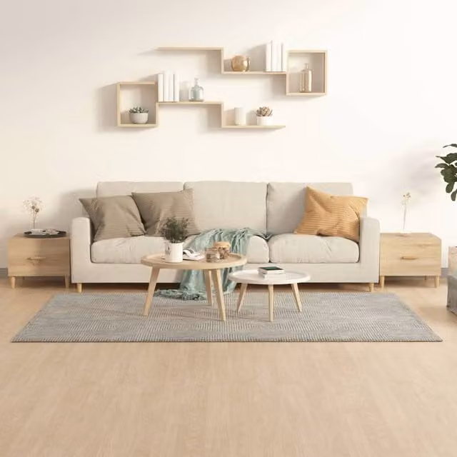 Berkfield Home Set of 2 Sonoma Oak Coffee Tables, Brown Engineered Wood, W/D/H: 50 x 50 x 40 cm