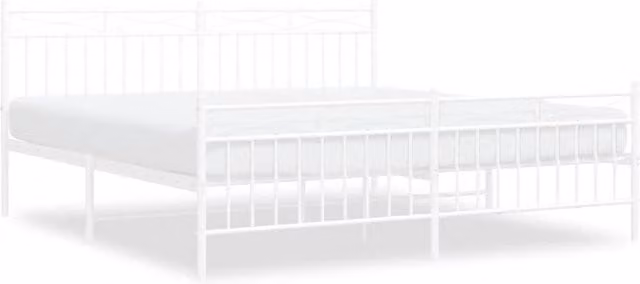 Berkfield Home Metal Bed Frame with Headboard and Footboard in White, W: 183 cm, L: 213 cm