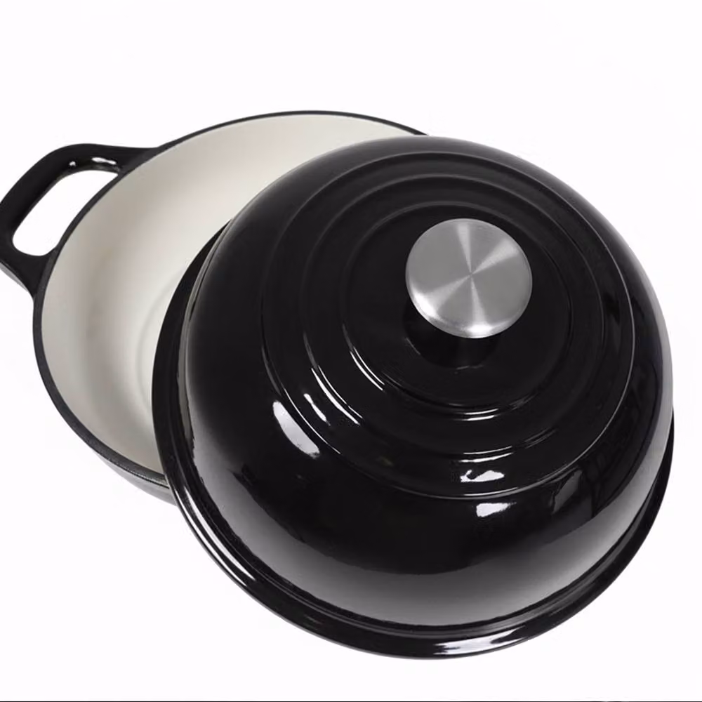 Toque Enamelled Cast Iron Dutch Oven Casserole Dish in Black – 12