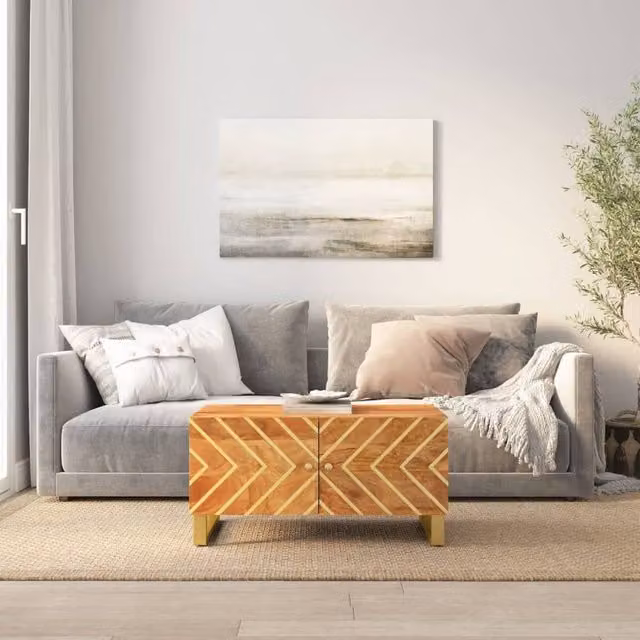 Berkfield Home Mango Wood Coffee Table in Brown and Black, W/D/H: 80 x 50 x 40 cm