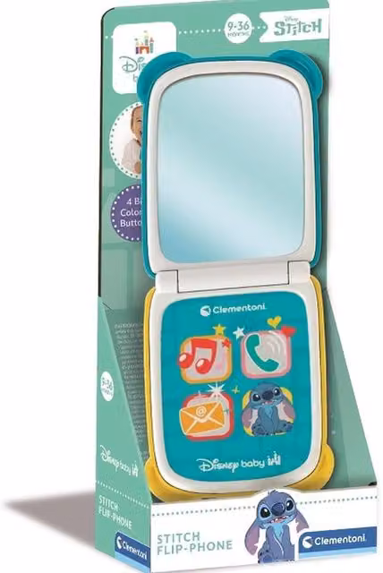 Clementoni Disney Stitch Lights and Sounds Flip Phone in Blue