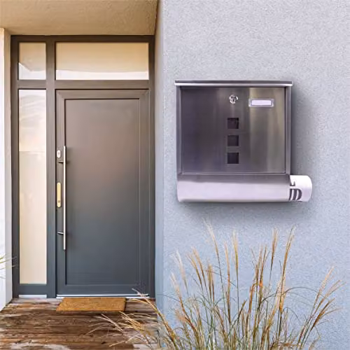 St Helens Home & Garden Wall Mounted Lockable Letterbox, Silver, H 33.5 cm x W 30.5 cm x D 9.6 cm – 5