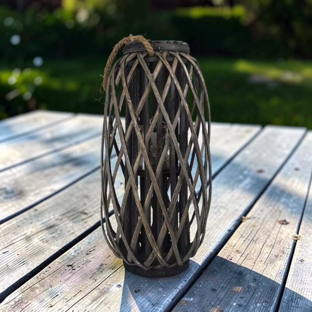 Four Candle Grey Rattan Decorative Tabletop Lantern, Height: 50 cm – 2