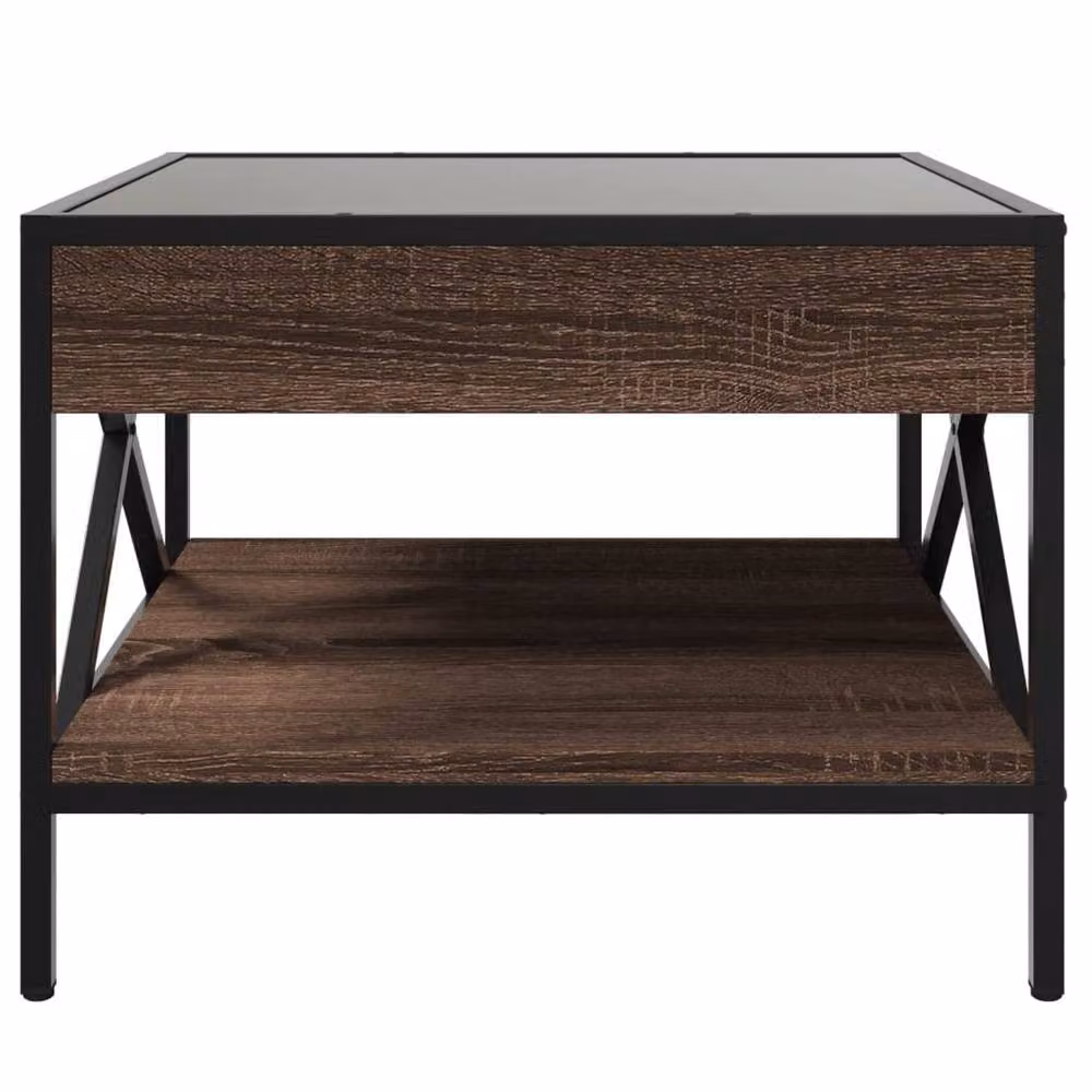 Berkfield Home Infinity LED Coffee Table in Brown Oak, W/D/H: 50 x 50 x 38 cm – 4