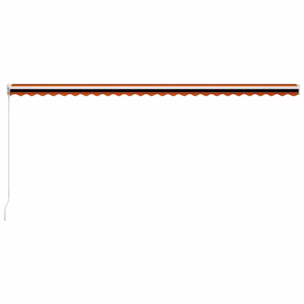 Berkfield Home Manual Retractable Wall-Mounted Awning with Folding Arms, Orange and Brown Striped Polyester Fabric, W: 600 cm, D: 300 cm – 3