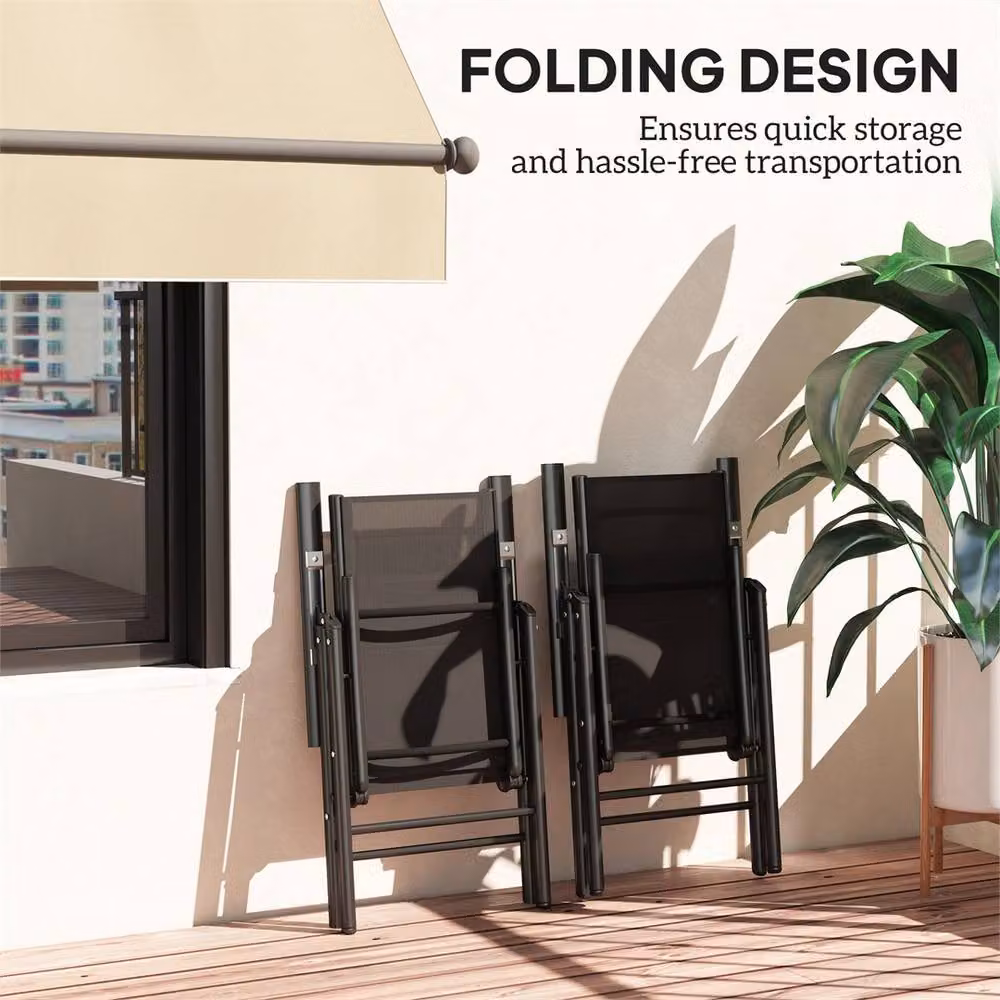 EONLION Set of 2 Black Metal Folding Garden Chairs – 4