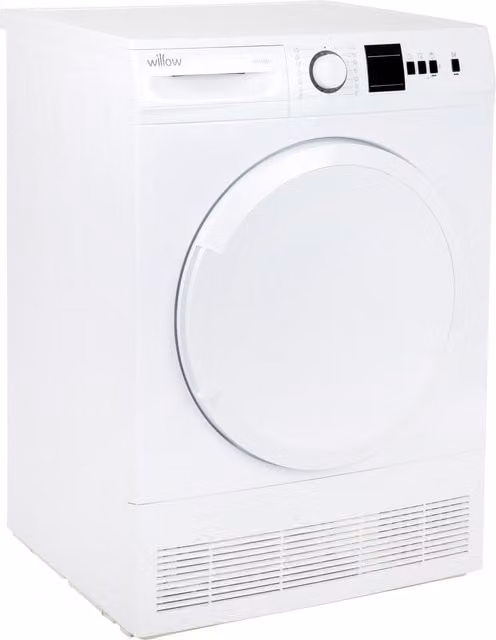 Willow 8kg Front Loader Condenser Dryer in White with Stainless Steel Details