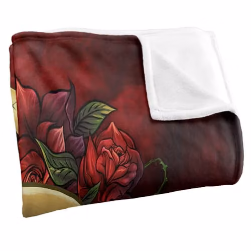 JQ Licensing Brian Allen Skull Snake and Roses Super Soft Fleece Throw Blanket, White and Multicolour, W: 152 cm, D: 127 cm – 2
