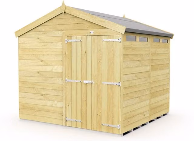 Buttercup Farm Apex Security Wooden Shed with Double Doors in Brown, W231 x D187 x H217 cm