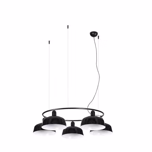 Netlighting Faro Barcelona Tatawin Medium Pendant Ceiling Light, Gloss Black, 5x E27