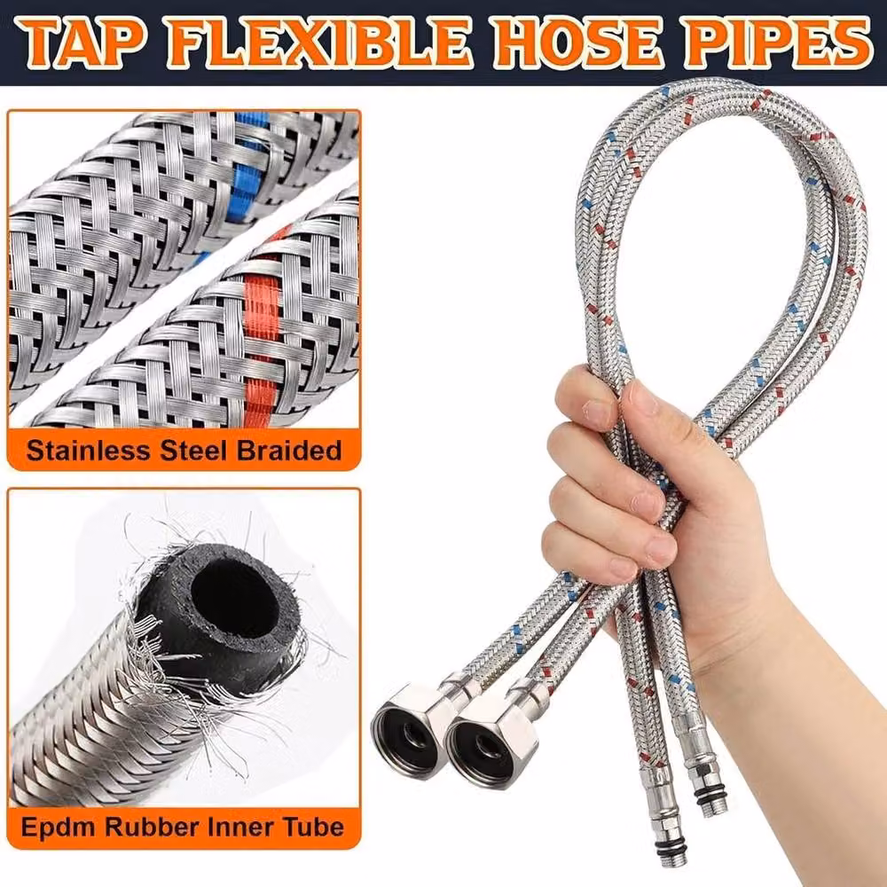 PAWNORA M10 1/2 inch Basin Flexi Hose, 30 cm, Silver – 3