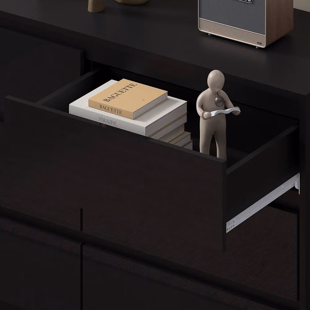 Harmin Luxury Black High Gloss Sleek Handleless 6 Drawer Chest of Drawers – 4