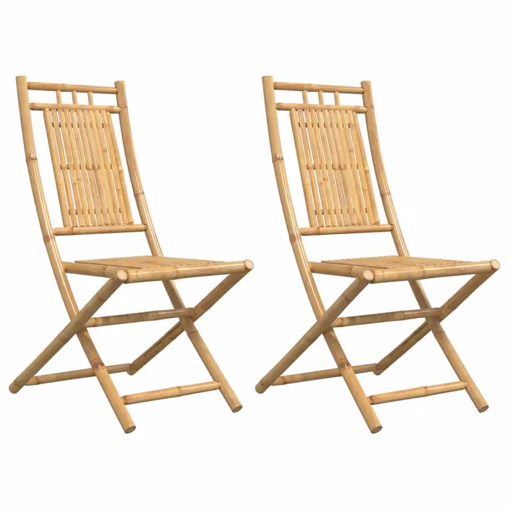 Berkfield Home Set of 2 Brown Bamboo Folding Garden Chairs, W/D/H: 46 x 46 x 99 cm – 1