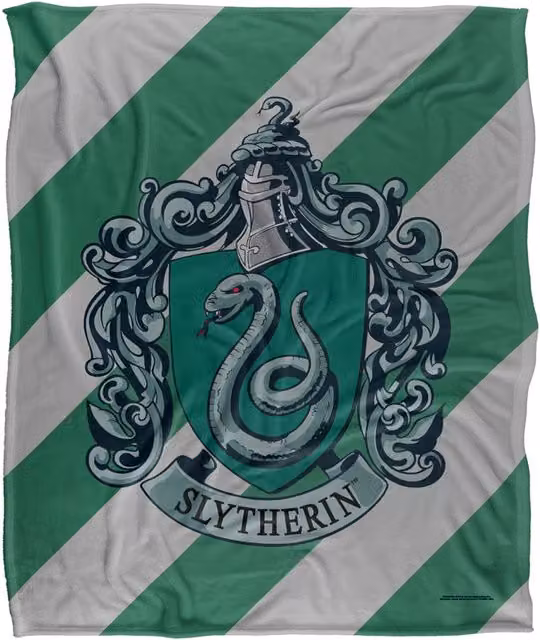 Warner Brothers Harry Potter Slytherin Crest Fleece Blanket, White, W/D: 152 x 127 cm