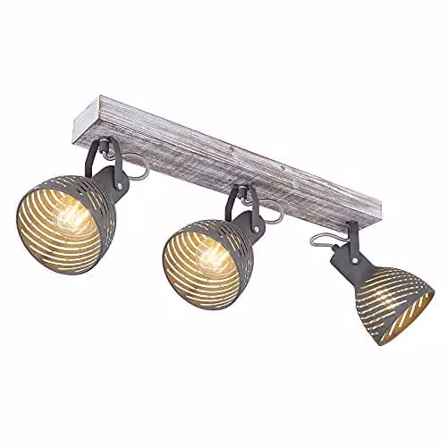 Netlighting Mori Industrial Ceiling Spotlight Bar in Grey Wood, L 54 cm