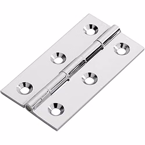 Loops Pair of Polished Chrome Screw-on Cabinet Hinges, W/D/H: 64 x 35 x 2 mm