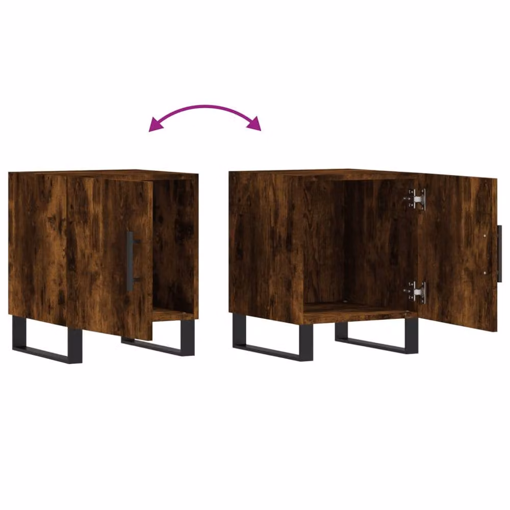 Berkfield Home Set of 2 Modern Bedside Cabinets in Smoked Oak Brown, W/D/H: 40 x 40 x 50 cm – 7