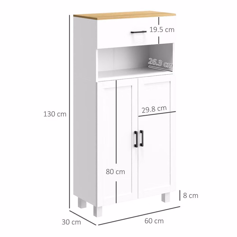 STILVORA Modern Kitchen Storage Cupboard with Drawer and Doors in White Matt MDF – 2