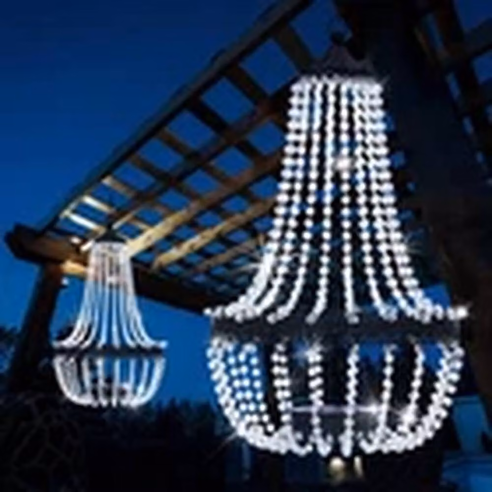 EONLION Solar Powered LED Acrylic Crystal Chandelier Outdoor Garden Light in Black – 3