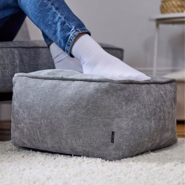 ICON Grey Chenille Bean Bag Footstool