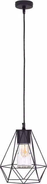 ValueLights Diablo Black Ceiling Light Pendant with Transparent Glass Cylinder