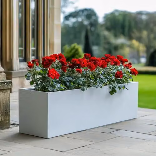 Access Garden Products Matte White Galvanised Steel Trough Planter W: 75 cm, D: 32 cm, H: 32 cm – 8