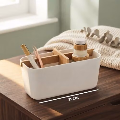 Orsina Grey and White Bamboo Fibre Cutlery Tray with 4 Compartments – 2