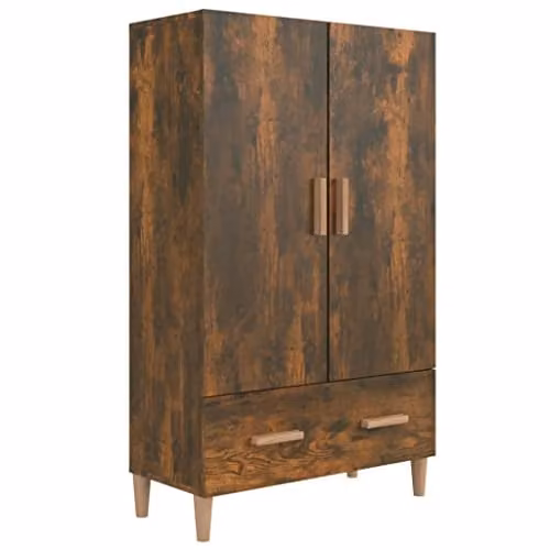 vidaXL Highboard in Smoked Oak, Brown Engineered Wood with Hinged Doors and Internal Shelves, W/D/H: 70 x 31 x 115 cm
