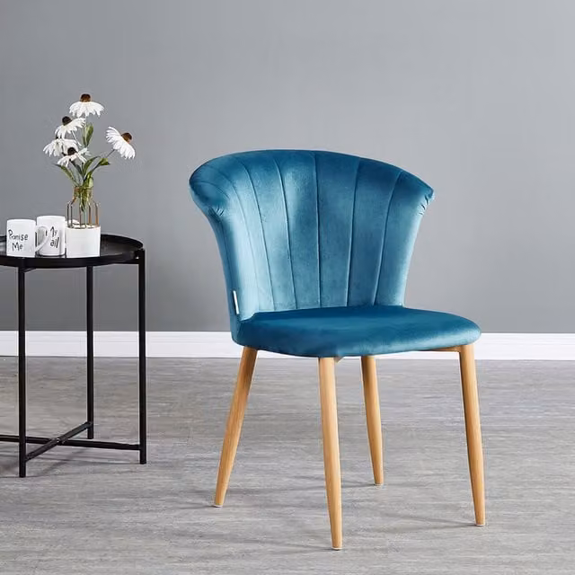 P&N Homewares Elsa Velvet Dining Chairs, Set of 2, Blue – 1
