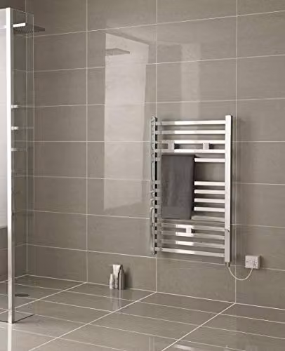 Hudson Reed HL150 Modern Bathroom 200 Watt Vertical Electric Heated Towel Rail, Silver, H: 69.0 cm, W: 50.0 cm – 2