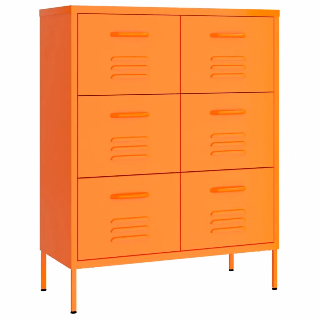 Berkfield Home Orange Steel Drawer Cabinet W: 80 cm, D: 35 cm, H: 101.5 cm – 2