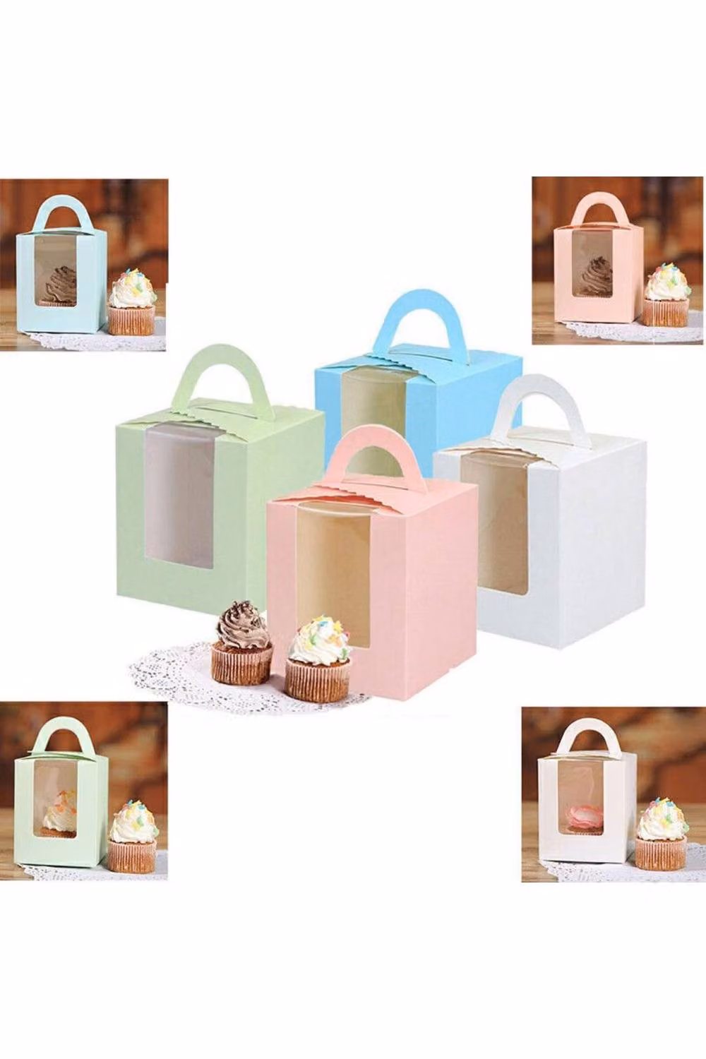 KDMD 20pcs Single Cupcake and Muffin Wedding Candy Boxes with Clear Window in Aqua Blue – 2