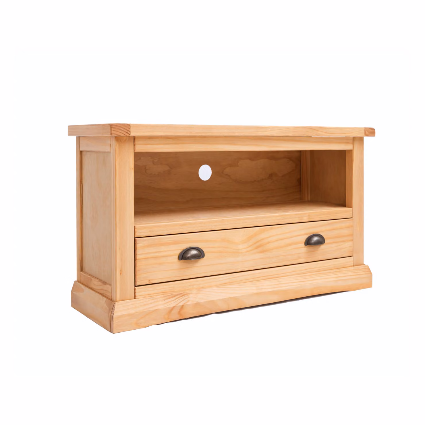 Cabinet Bits Lucca Waxed Pine 1 Drawer TV Cabinet with Brass Cup Handle in Light Brown – 2