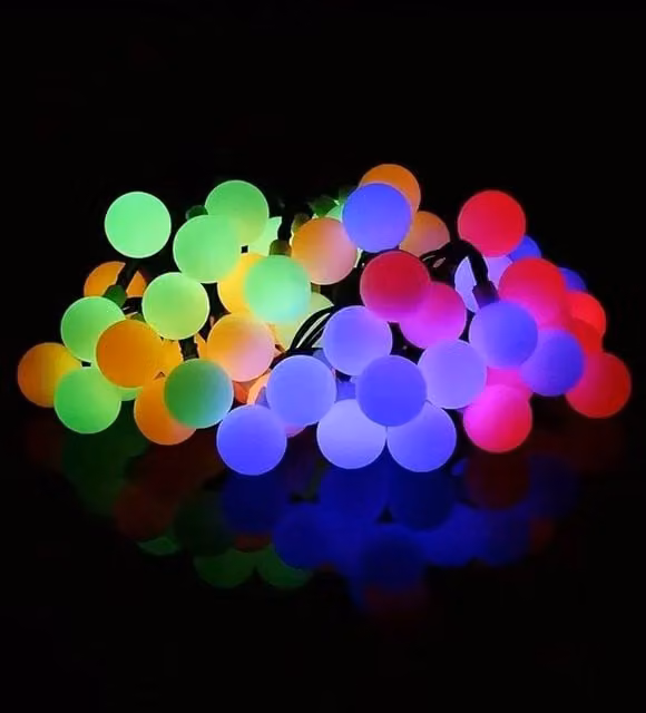 NESTLUNE Multicoloured Solar LED Ball Fairy Lights with Remote Control and Timer for Outdoor Parties