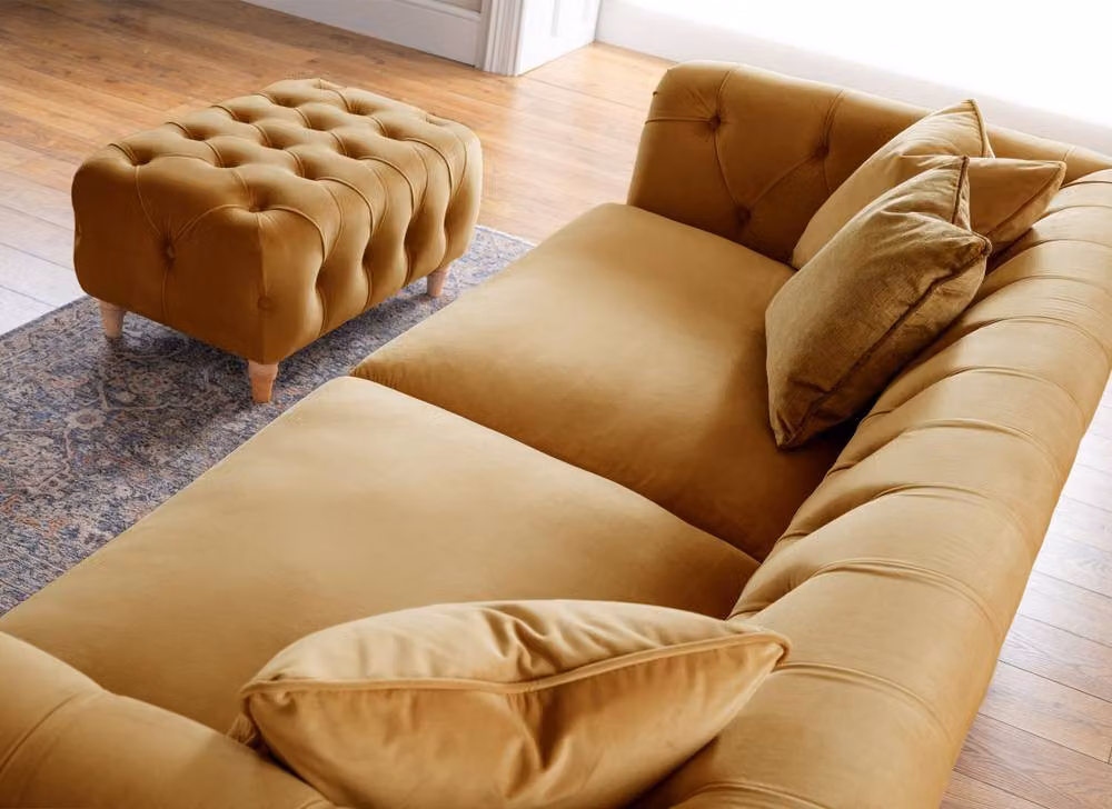 The Great Sofa Company Kensington 3-Seater Gold Velvet Chesterfield Sofa – 4