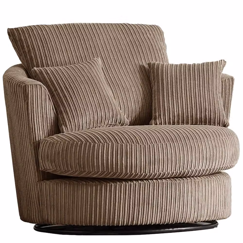 LUXURY LIFE Amalfi Dylan Swivel Chair in Light Brown Jumbo Cord Fabric – 2