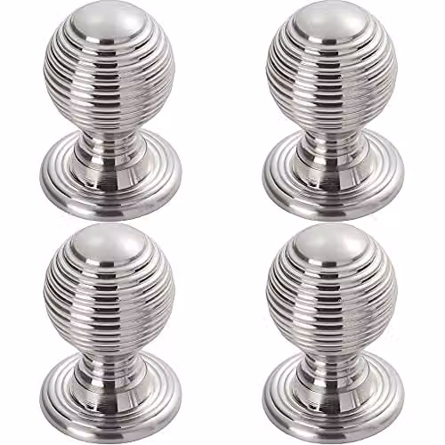 Loops 4 Pack Textured Reeded Ball Cupboard Door Knob in Polished Chrome – 1