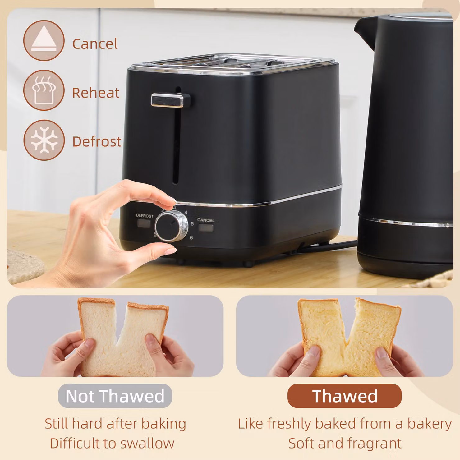 HOMCOM Black Electric Kettle 1.7L and 2 Slice Toaster Set – 4