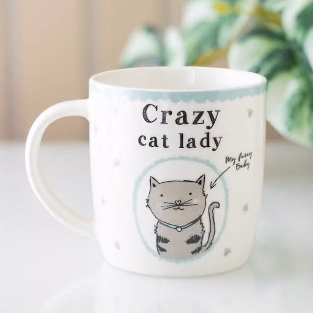 Uniqueful Women's Crazy Cat Lady Ceramic Mug in White