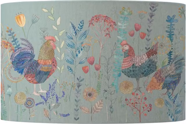 Voyage Maison Bilbury Flock Eva Animal Fabric Lampshade in Blue, Diameter: 52 cm