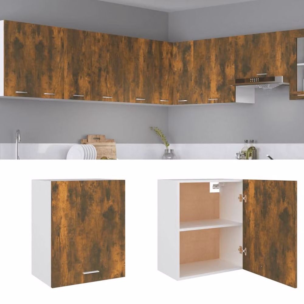 Berkfield Home Smoked Oak Wall Mounted Kitchen Cabinet in Brown, W/D/H: 50 x 31 x 60 cm – 1