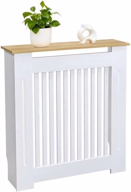 FORGEVIO Vertical Small Radiator Cover Shelf in White Oak, W/D/H: 78 x 20 x 92.5 cm