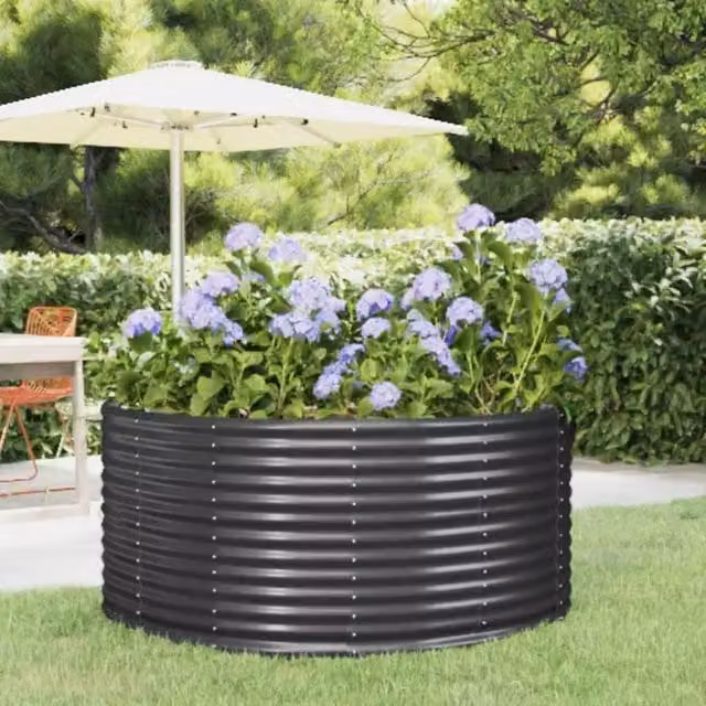 Berkfield Home Garden Anthracite Powder-coated Steel Raised Bed, W/D/H: 140 x 140 x 68 cm – 1